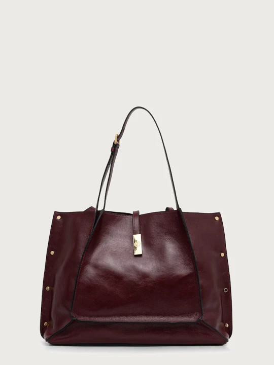 Zdjęcie produktu Pollini torebka shopper damska skórzana bordowy