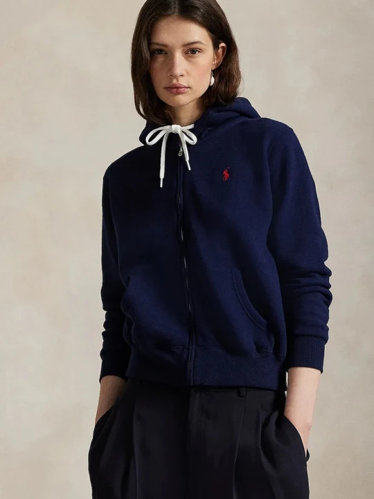 Zdjęcie produktu Polo Ralph Lauren bluza rozpinana z kapturem z bawełną damska