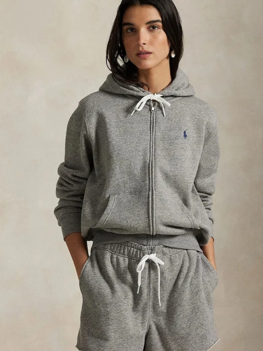 Zdjęcie produktu Polo Ralph Lauren bluza rozpinana z kapturem z bawełną damska