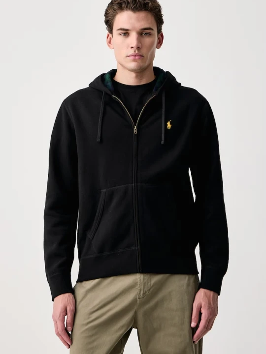 Zdjęcie produktu Polo Ralph Lauren bluza rozpinana z kapturem męska z bawełną czarny