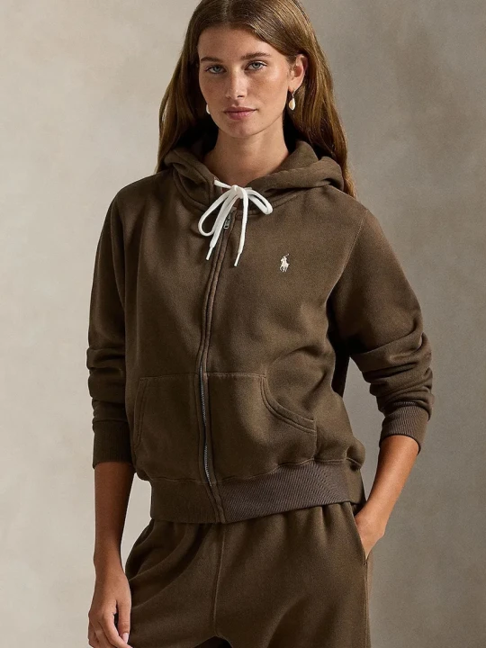 Zdjęcie produktu Polo Ralph Lauren bluza rozpinana z kapturem z bawełną damska