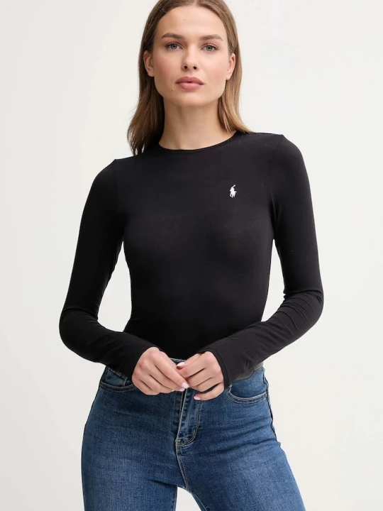 Zdjęcie produktu Polo Ralph Lauren body damskie bawełniane z elastanem czarny