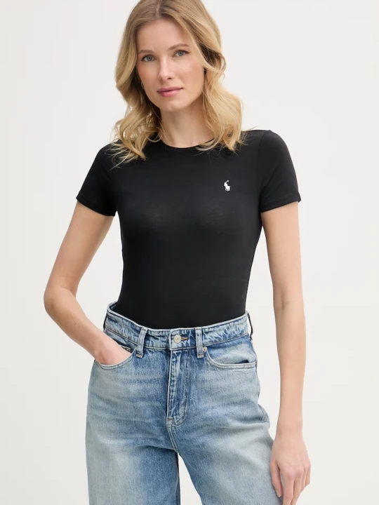 Zdjęcie produktu Polo Ralph Lauren body damskie bawełniane z elastanem czarny