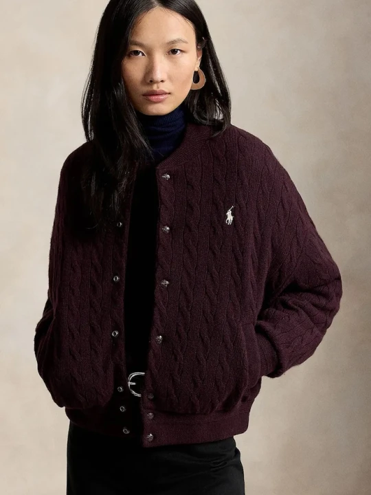 Zdjęcie produktu Polo Ralph Lauren bomberka damska z wełną bordowy