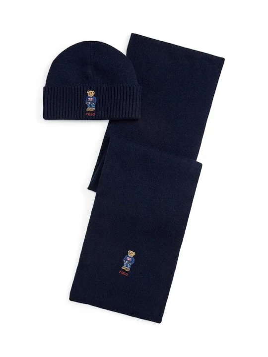 Zdjęcie produktu Polo Ralph Lauren czapka i szalik z dodatkiem wełny granatowy