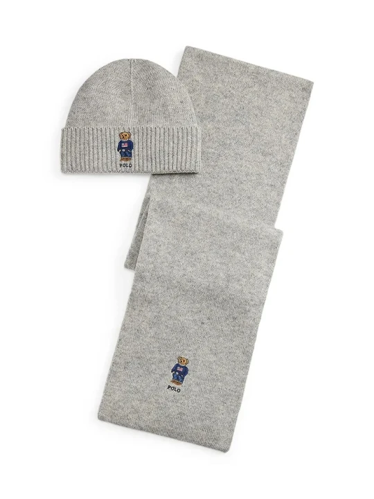 Zdjęcie produktu Polo Ralph Lauren czapka i szalik z dodatkiem wełny szary