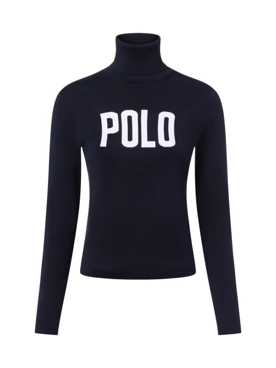Zdjęcie produktu Polo Ralph Lauren sweter z golfem Kobiety drobna dzianina niebieski