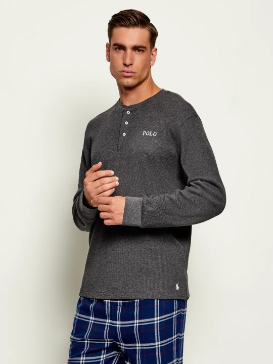 Zdjęcie produktu POLO RALPH LAUREN Góra od piżamy Henley | Regular Fit grafitowy