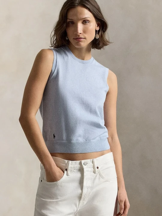 Zdjęcie produktu Polo Ralph Lauren kamizelka damska z bawełną niebieski