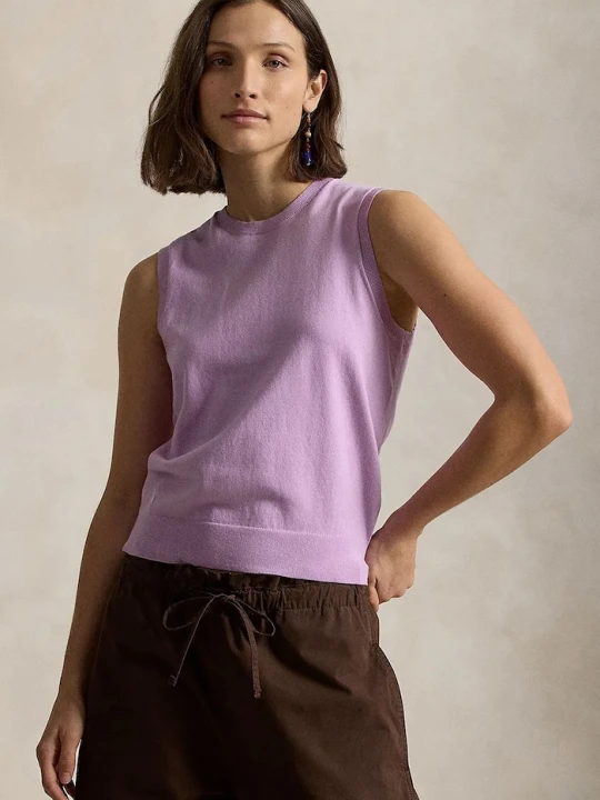 Zdjęcie produktu Polo Ralph Lauren kamizelka damska z bawełną fioletowy
