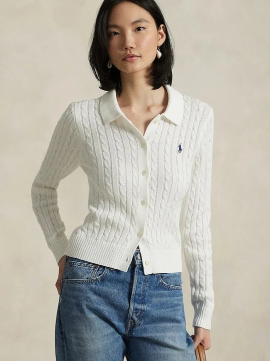 Zdjęcie produktu Polo Ralph Lauren kardigan damski bawełniany biały