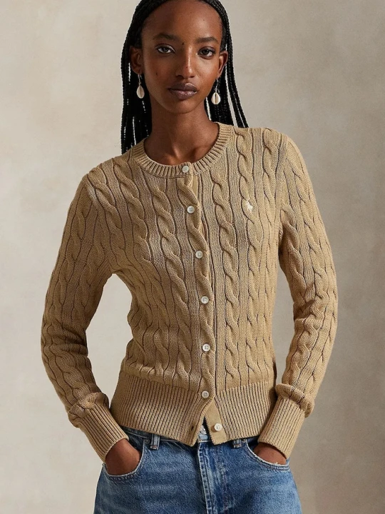 Zdjęcie produktu Polo Ralph Lauren kardigan damski bawełniany brązowy