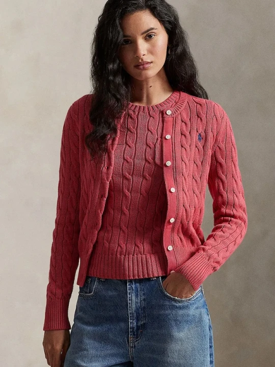 Zdjęcie produktu Polo Ralph Lauren kardigan damski bawełniany czerwony