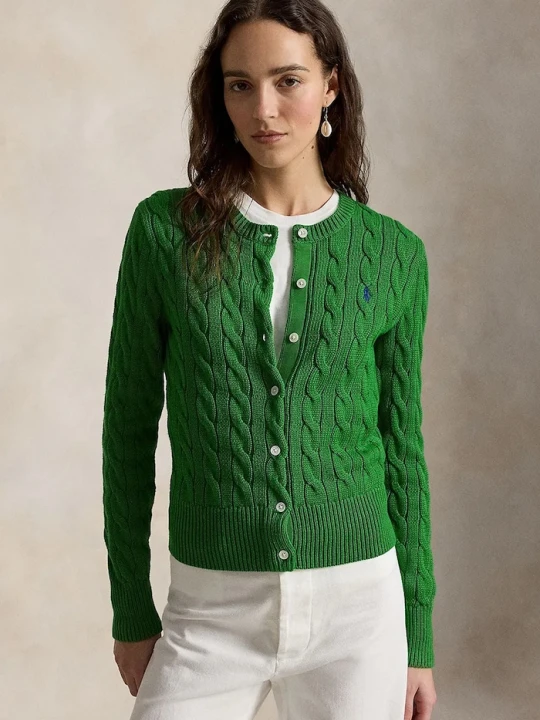 Zdjęcie produktu Polo Ralph Lauren kardigan damski bawełniany zielony