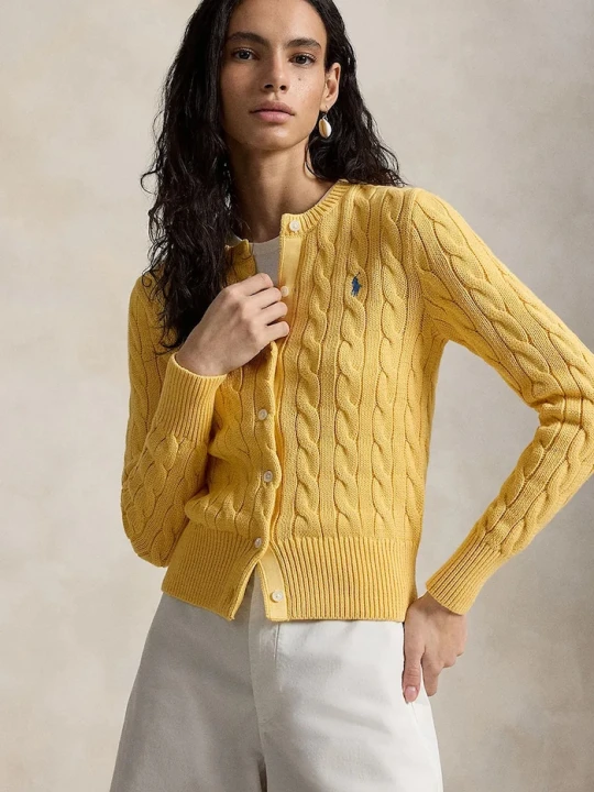 Zdjęcie produktu Polo Ralph Lauren kardigan damski bawełniany COTTON-LSL-CRD żółty