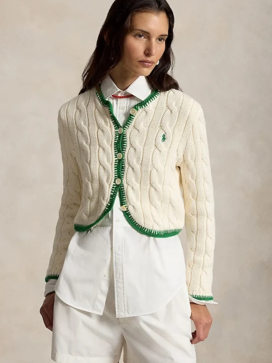 Zdjęcie produktu Polo Ralph Lauren kardigan damski bawełniany COTTON-SWEATER-CARDIGAN beżowy