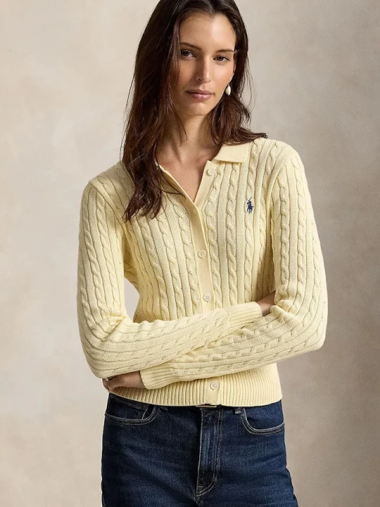 Zdjęcie produktu Polo Ralph Lauren kardigan damski bawełniany żółty