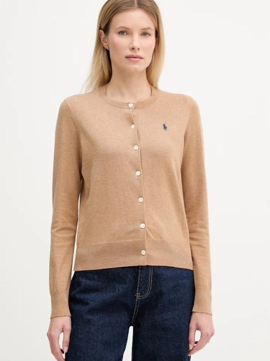 Zdjęcie produktu Polo Ralph Lauren kardigan damski z bawełną brązowy