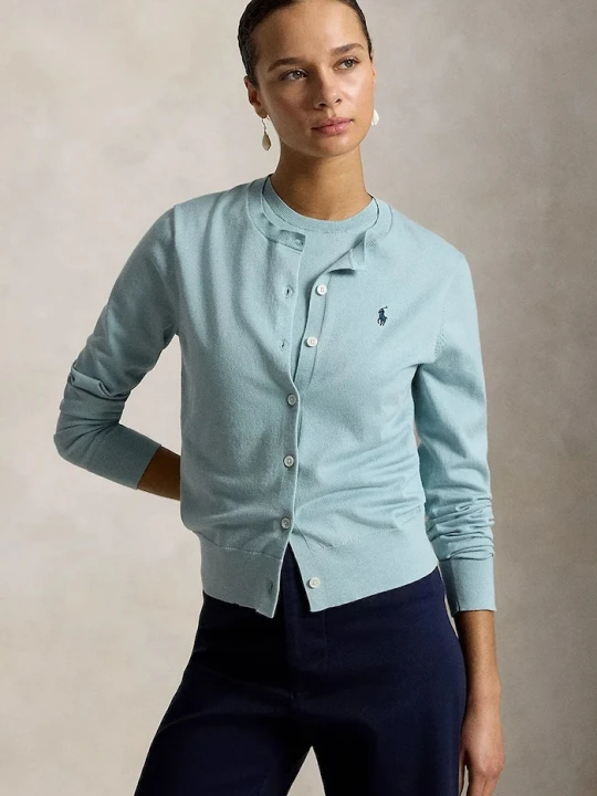 Zdjęcie produktu Polo Ralph Lauren kardigan damski z bawełną turkusowy