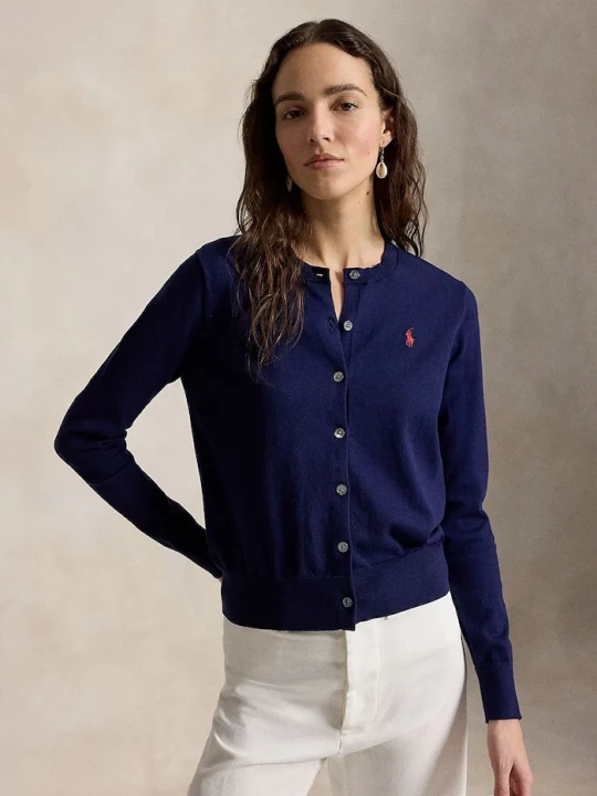 Zdjęcie produktu Polo Ralph Lauren kardigan damski z bawełną granatowy