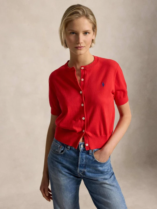 Zdjęcie produktu POLO RALPH LAUREN Kardigan | Regular Fit | pima czerwony