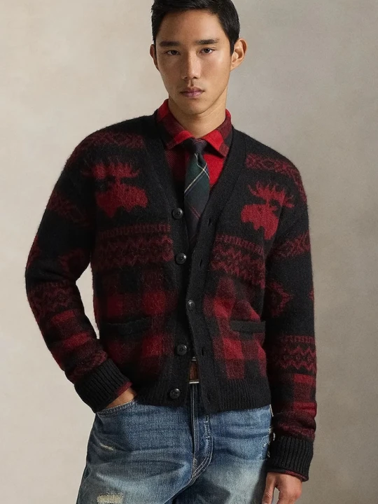Zdjęcie produktu Polo Ralph Lauren kardigan z dodatkiem wełny bordowy