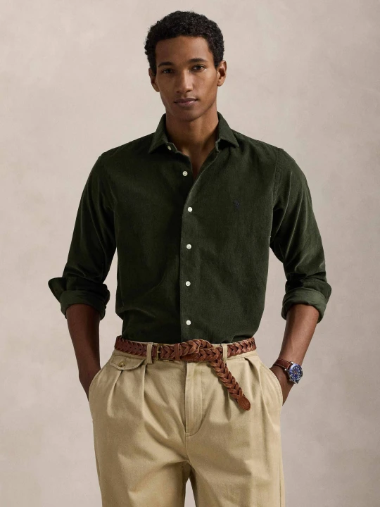 Zdjęcie produktu POLO RALPH LAUREN Koszula | Custom fit | sztruks oliwkowy