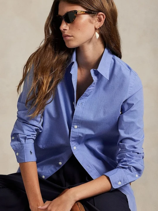 Zdjęcie produktu Polo Ralph Lauren koszula damska bawełniana z elastanem niebieski