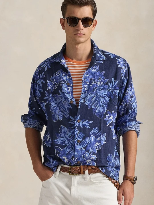 Zdjęcie produktu Polo Ralph Lauren koszula lniana granatowy