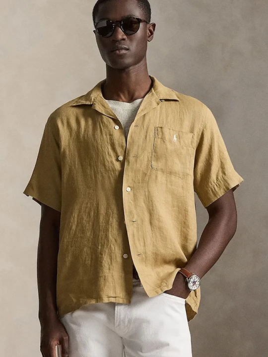 Zdjęcie produktu Polo Ralph Lauren koszula lniana brązowy
