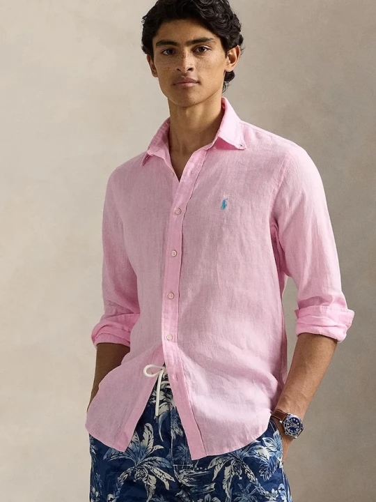 Zdjęcie produktu Polo Ralph Lauren koszula męska lniana Long Sleeve Sport Shirt różowy