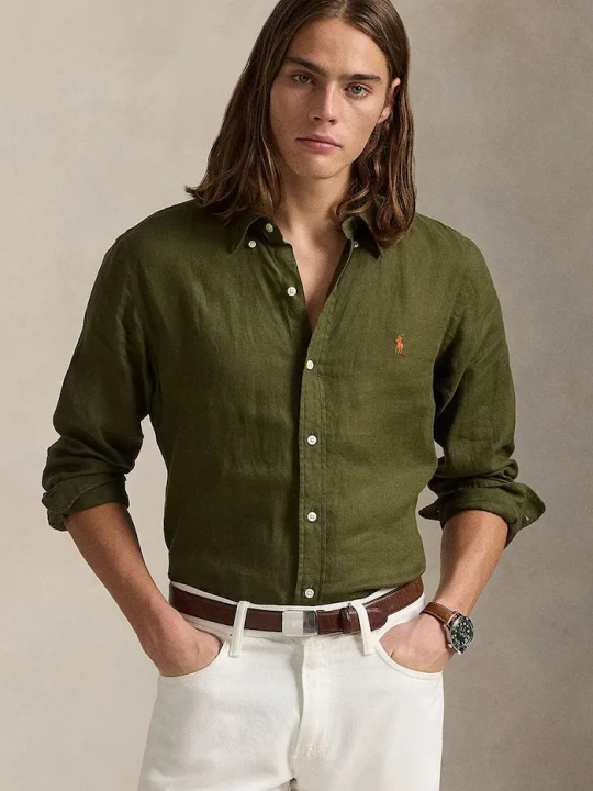Zdjęcie produktu Polo Ralph Lauren koszula męska lniana Long Sleeve Sport Shirt zielony