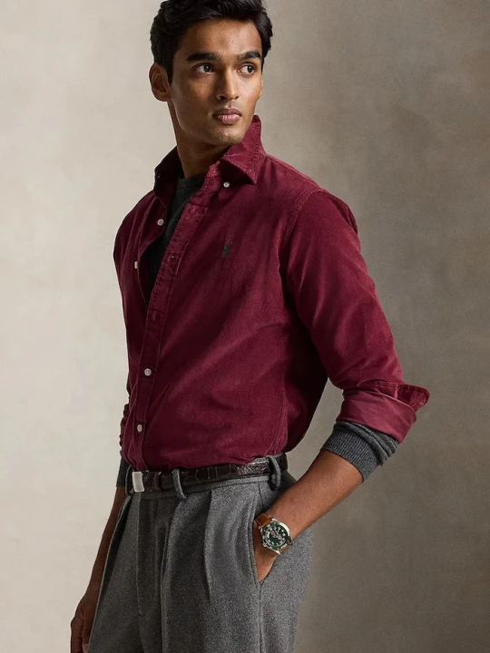 Zdjęcie produktu Polo Ralph Lauren koszula męska bawełniana 21W Corduroy bordowy