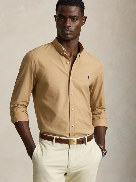 Zdjęcie produktu Polo Ralph Lauren koszula męska bawełniana z elastanem brązowy