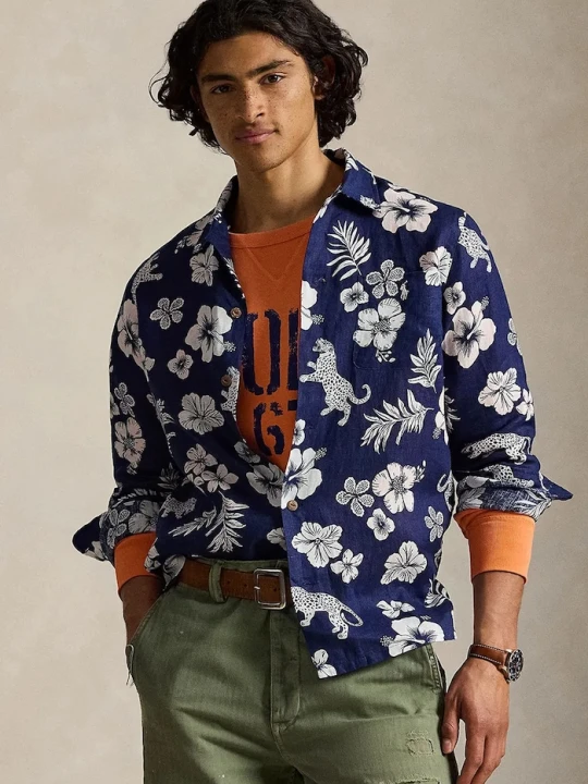 Zdjęcie produktu Polo Ralph Lauren koszula męska lniana fioletowy