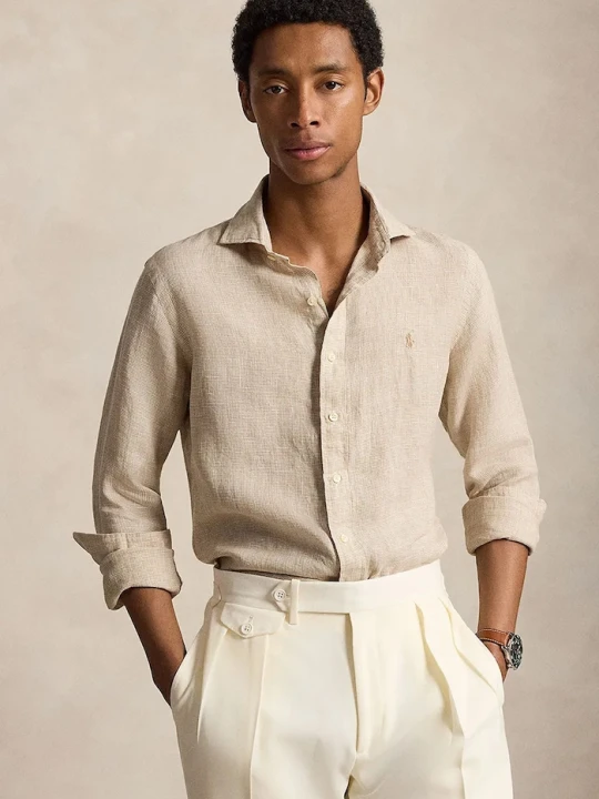 Zdjęcie produktu Polo Ralph Lauren koszula męska lniana beżowy