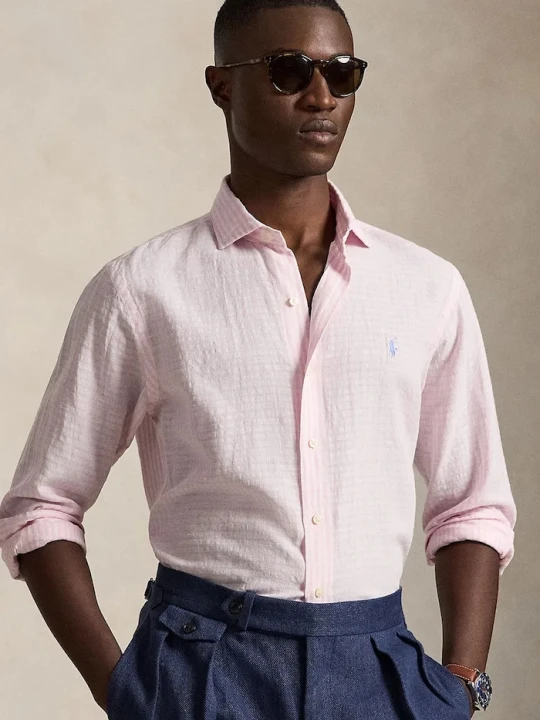 Zdjęcie produktu Polo Ralph Lauren koszula męska z lnem różowy