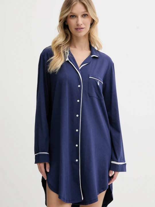 Zdjęcie produktu Polo Ralph Lauren koszula nocna damska z bawełną granatowy