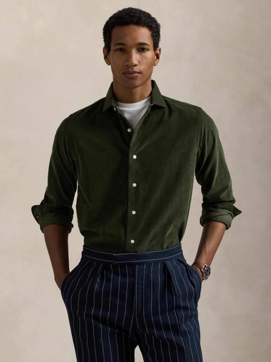 Zdjęcie produktu POLO RALPH LAUREN Koszula | Slim Fit | sztruks oliwkowy