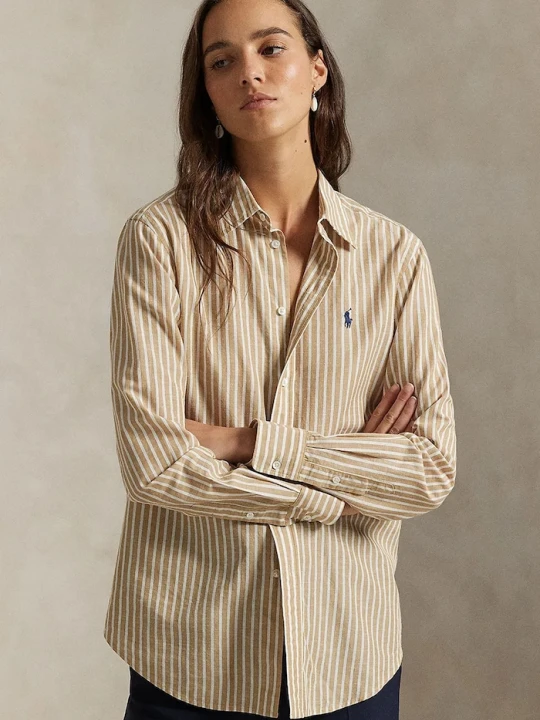 Zdjęcie produktu Polo Ralph Lauren koszula z dodatkiem lnu beżowy