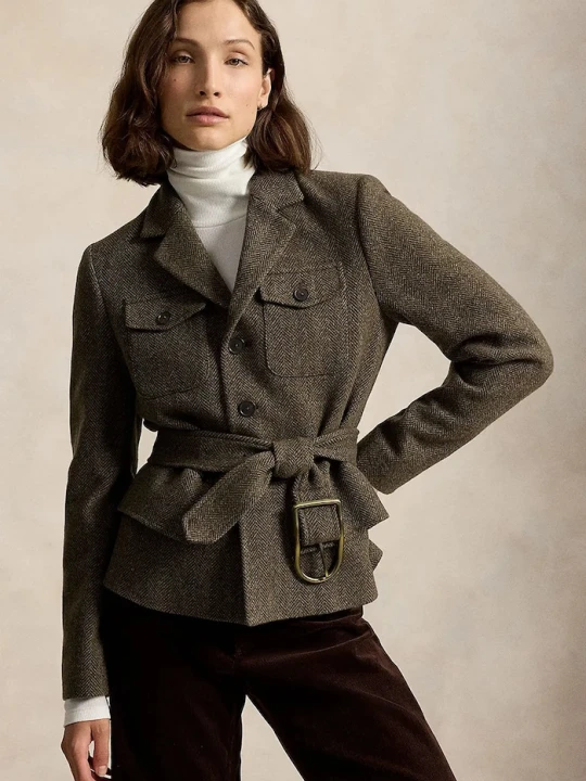 Zdjęcie produktu Polo Ralph Lauren krótki płaszcz damski z wełną zielony
