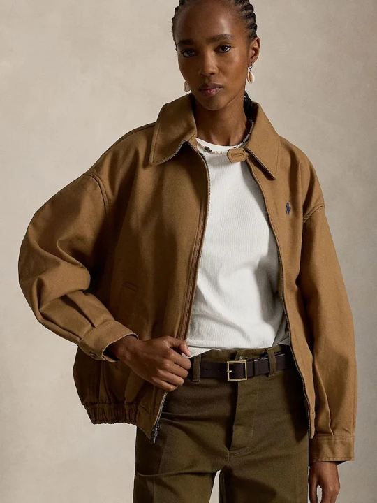 Zdjęcie produktu Polo Ralph Lauren kurtka oversize damska bawełniana beżowy