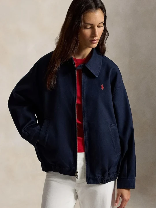 Zdjęcie produktu Polo Ralph Lauren kurtka oversize damska bawełniana granatowy
