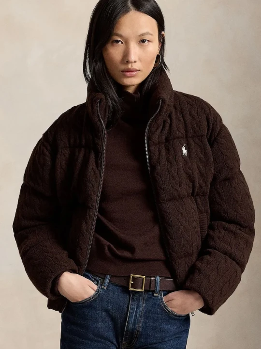 Zdjęcie produktu Polo Ralph Lauren kurtka pikowana damska z wełną brązowy