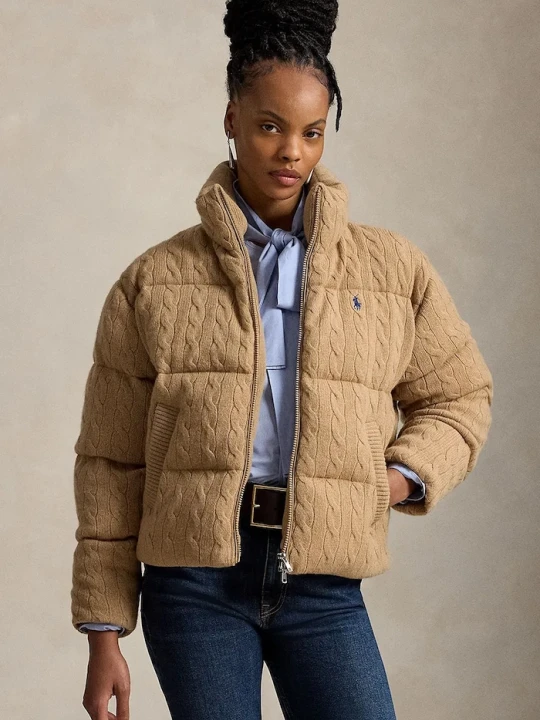 Zdjęcie produktu Polo Ralph Lauren kurtka pikowana damska z wełną brązowy