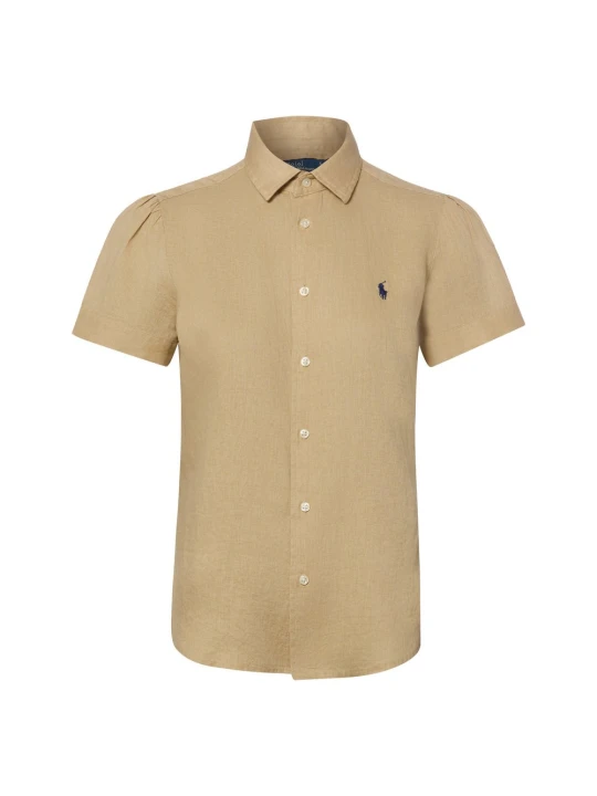 Zdjęcie produktu Polo Ralph Lauren Lniana bluzka z krótkim rękawem Kobiety len beżowy | zielony