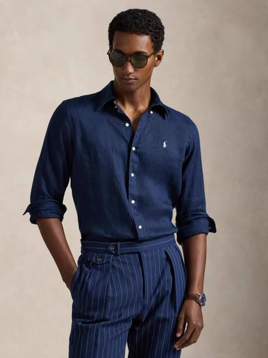 Zdjęcie produktu POLO RALPH LAUREN Lniana koszula | Custom fit granatowy