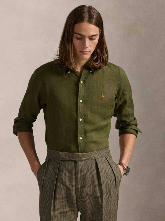 Zdjęcie produktu POLO RALPH LAUREN Lniana koszula | Slim Fit oliwkowy