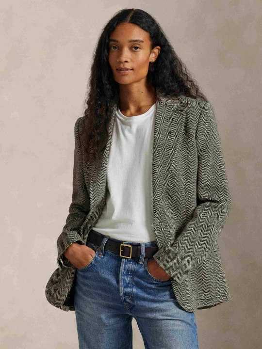 Zdjęcie produktu POLO RALPH LAUREN Lniana marynarka HERTIAGE | Straight fit | z dodatkiem jedwabiu szary