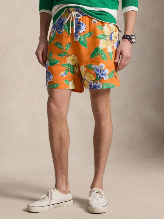 Zdjęcie produktu POLO RALPH LAUREN Lniane Szorty kąpielowe Traveler | Classic fit pomarańczowy